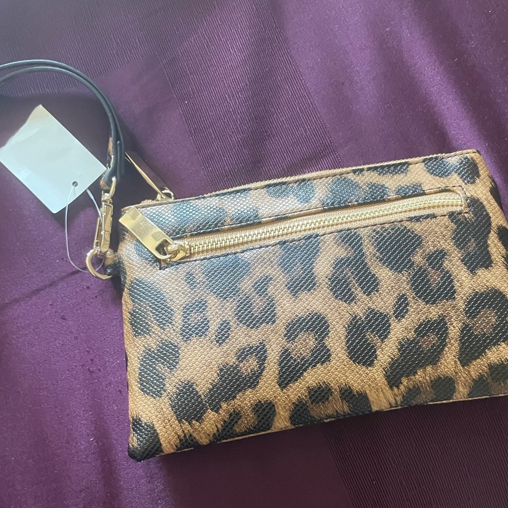 Versano leopard print clutch  wristlet handbag